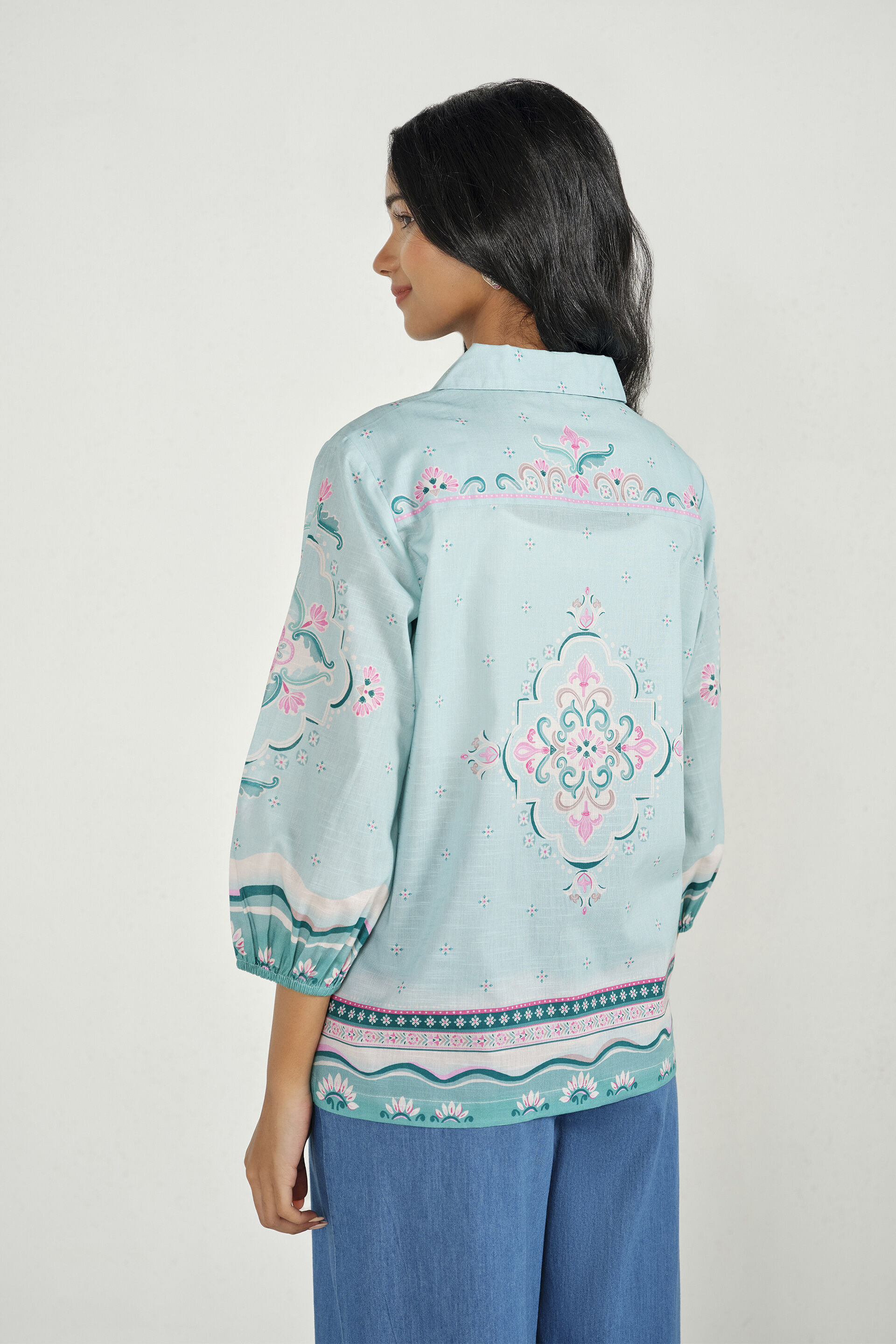 Minty Blue Placement Shirt, Teal, image 5